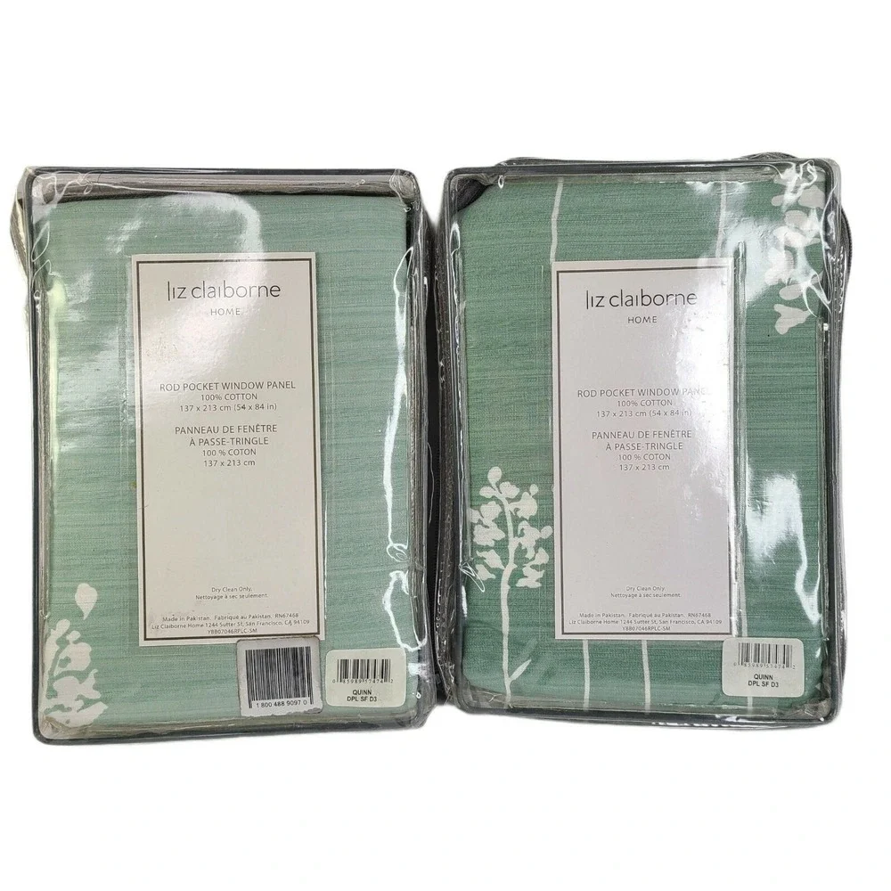 Liz Claiborne Curtains Window Panels Quinn Rod Pocket 54x84 Set of 2 Floral New